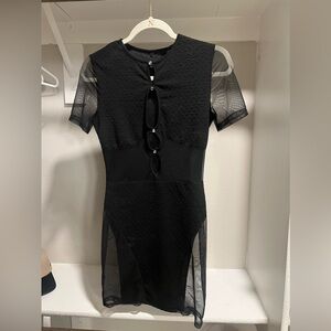 Black see through mini dress
